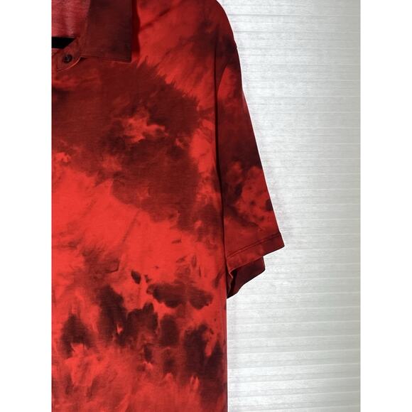 Lululemon Evolution Polo Shirt Mens Large Tidal Dye Grenadine Red Cassis - Picture 4 of 9